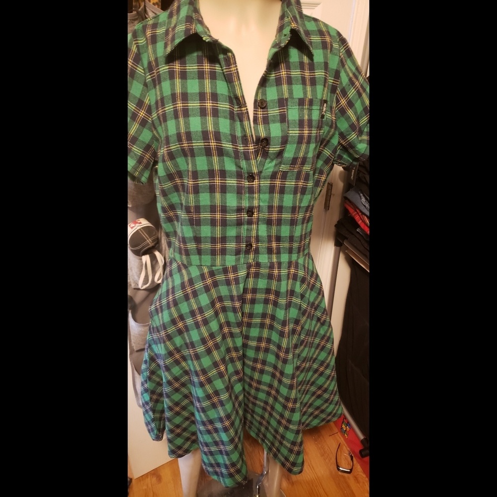 Sourpuss Green Plaid Dress